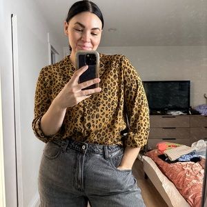Leopard button up blouse